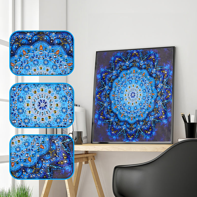 Shiny Blue Mandala Special Shaped Drills Diamond Painting