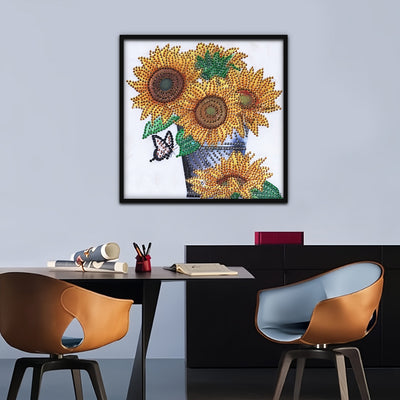 Sunflowers in Bucket Special Shaped Drills Diamond Painting