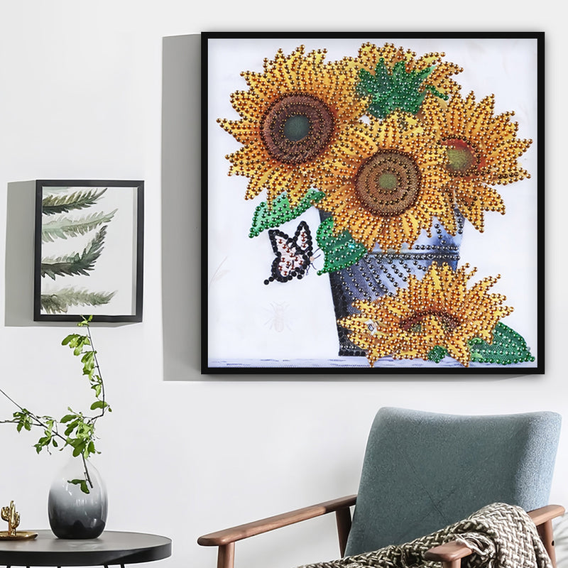 Sunflowers in Bucket Special Shaped Drills Diamond Painting