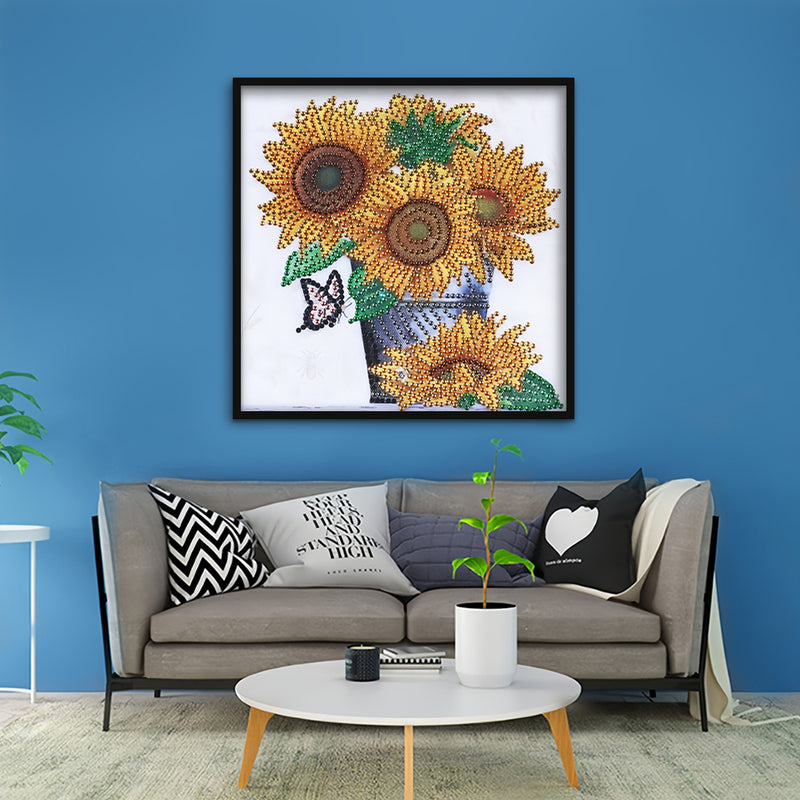 Sunflowers in Bucket Special Shaped Drills Diamond Painting