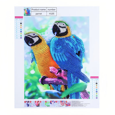 Blue and Orange Parrots Special Shaped Drills Diamond Painting