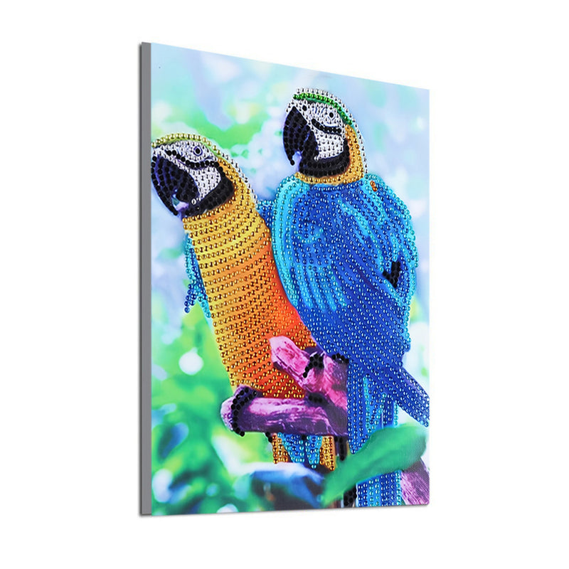 Blue and Orange Parrots Special Shaped Drills Diamond Painting