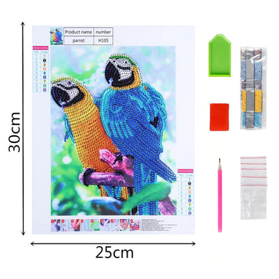 Blue and Orange Parrots Special Shaped Drills Diamond Painting