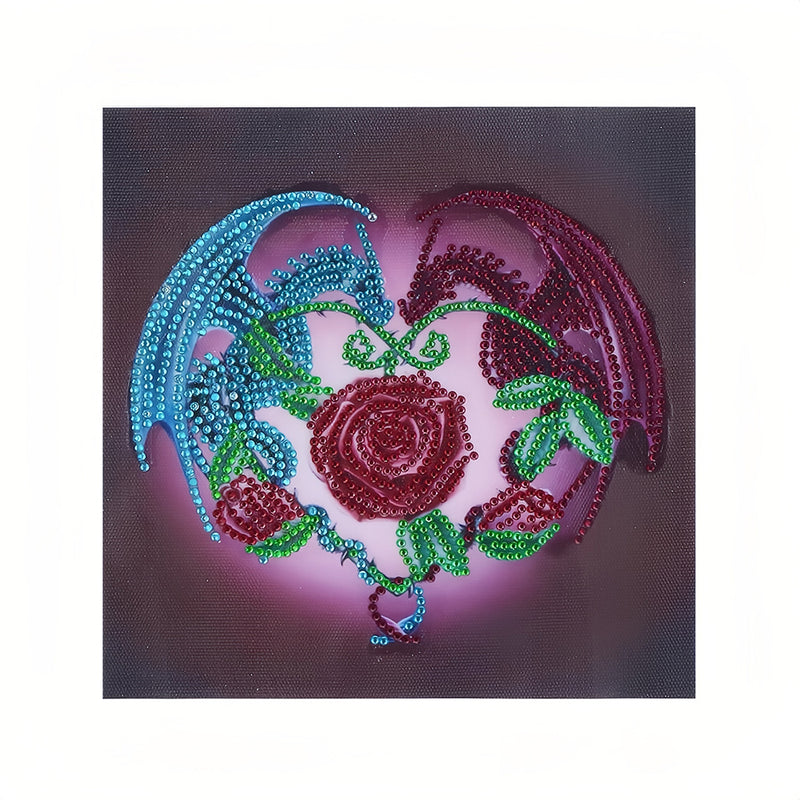 Dragon and Red Rose Special Shaped Drills Diamond Painting