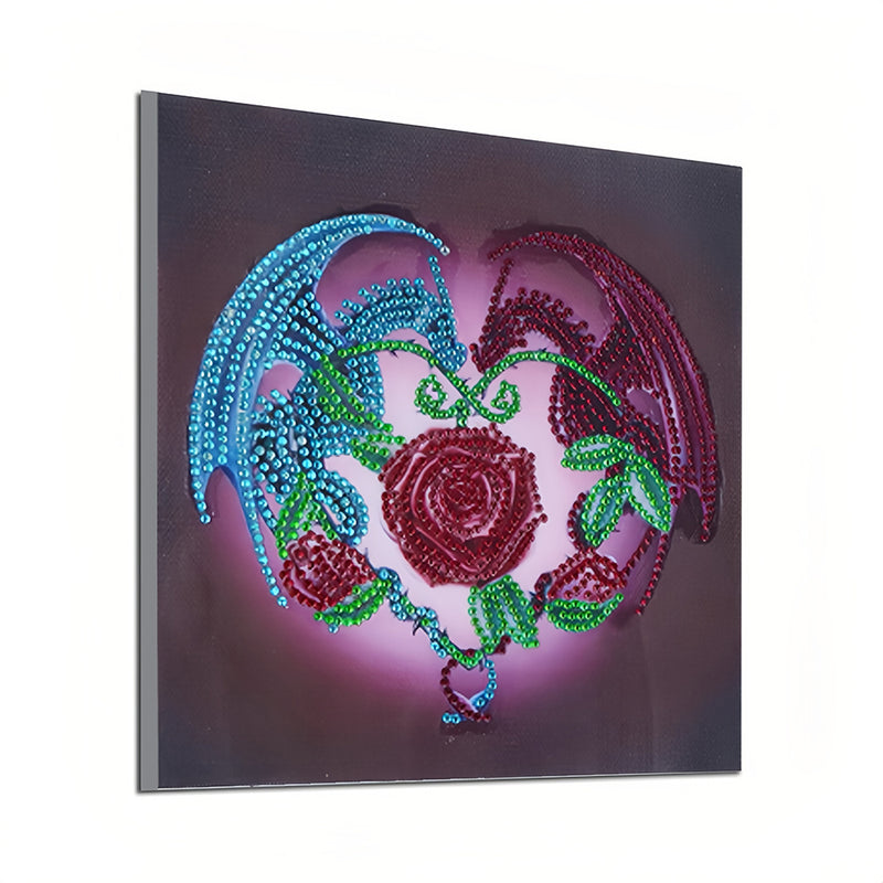 Dragon and Red Rose Special Shaped Drills Diamond Painting