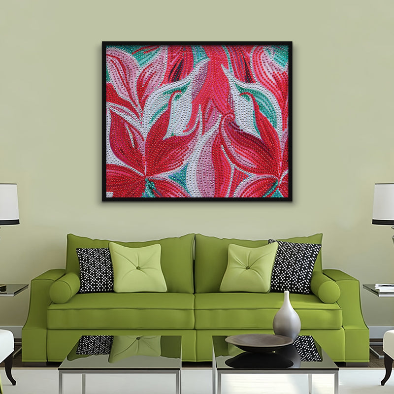 Abstract Red Lily Special Shaped Drills Diamond Painting