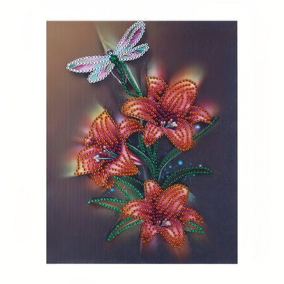 Lily and Dragonfly Special Shaped Drills Diamond Painting