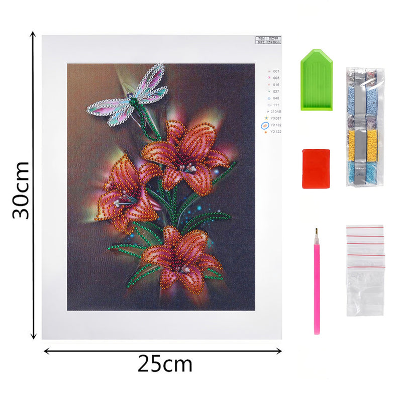 Lily and Dragonfly Special Shaped Drills Diamond Painting