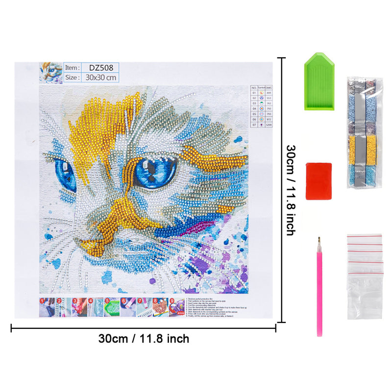 White and Yellow Cat Special Shaped Drills Diamond Painting