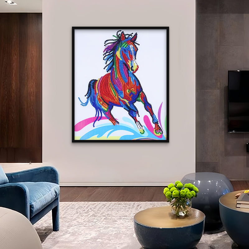 Colorful Running Horse Special Shaped Drills Diamond Painting