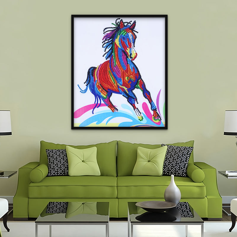 Colorful Running Horse Special Shaped Drills Diamond Painting