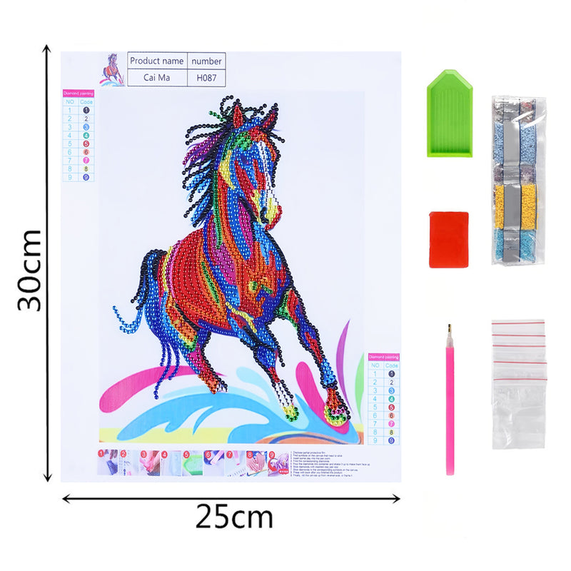 Colorful Running Horse Special Shaped Drills Diamond Painting