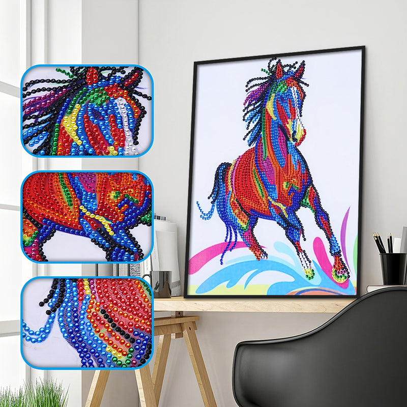 Colorful Running Horse Special Shaped Drills Diamond Painting