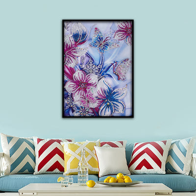 Butterfly Attracted by Flowers Special Shaped Drills Diamond Painting