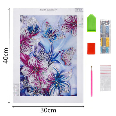 Butterfly Attracted by Flowers Special Shaped Drills Diamond Painting