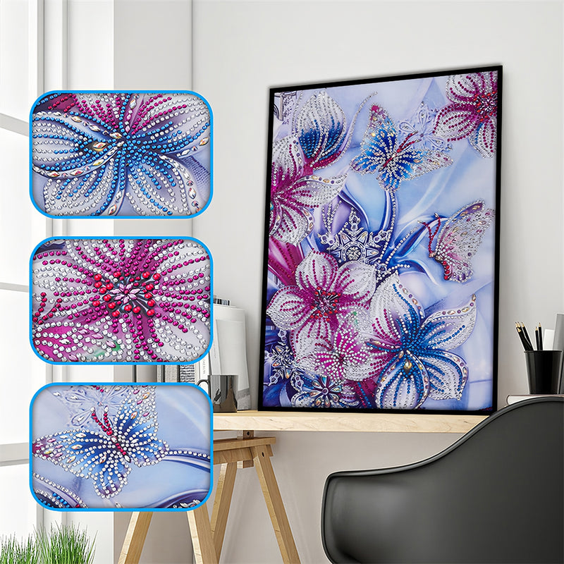 Butterfly Attracted by Flowers Special Shaped Drills Diamond Painting