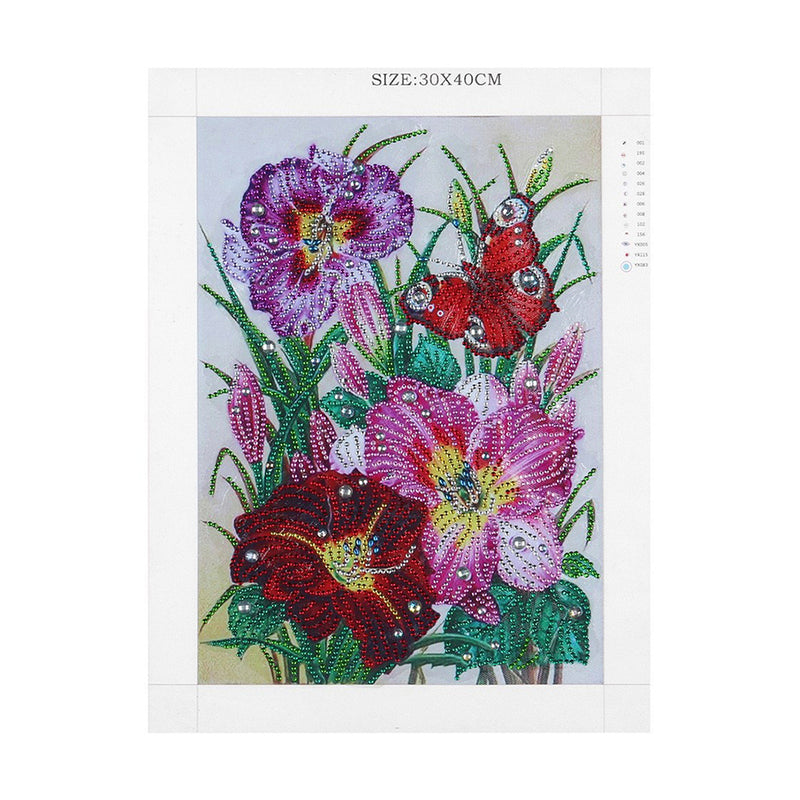 Red and Pink Flower Special Shaped Drills Diamond Painting