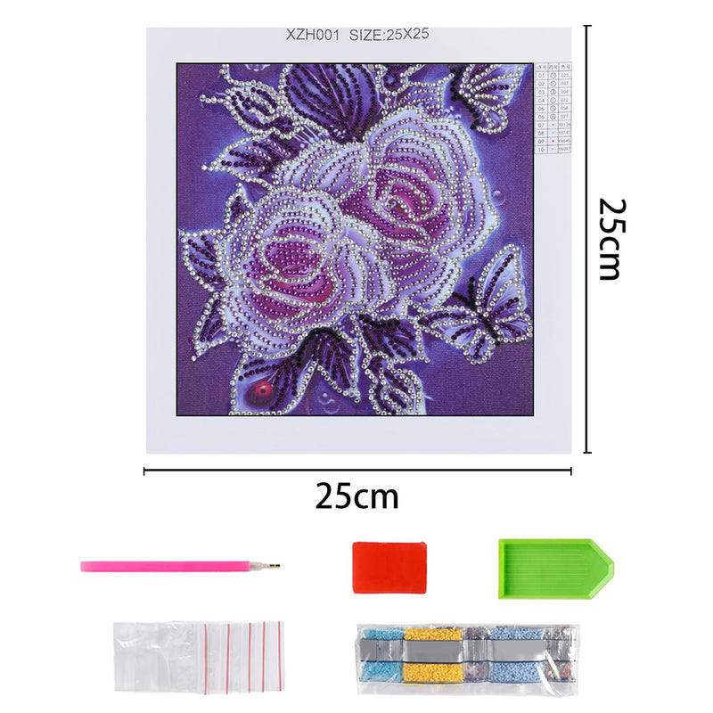 Two Roses and Butterflies Special Shaped Drills Diamond Painting