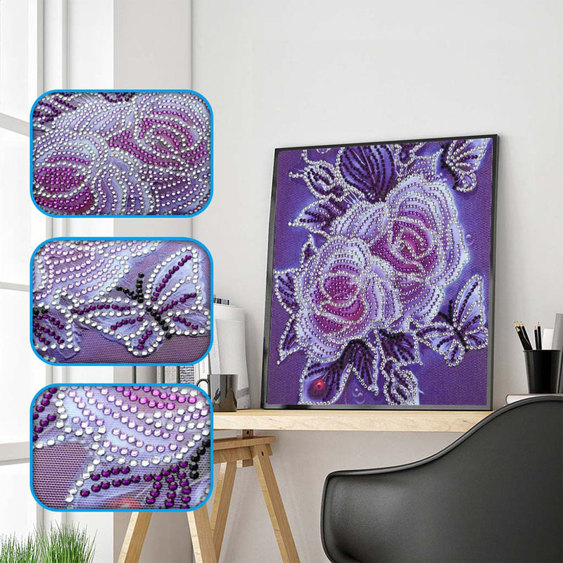 Two Roses and Butterflies Special Shaped Drills Diamond Painting