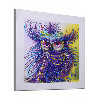 Blue and Purple Owl Special Shaped Drills Diamond Painting