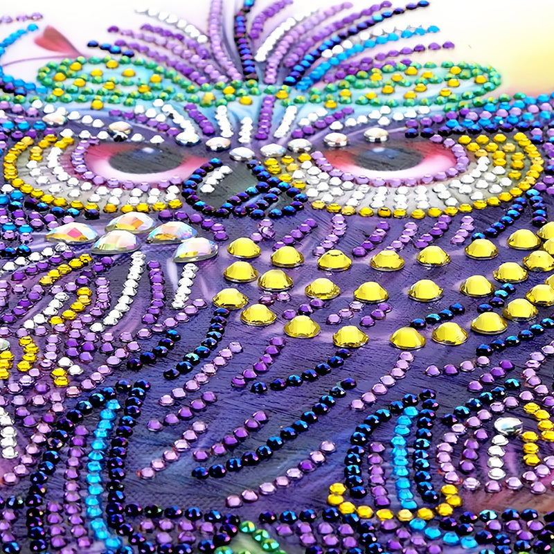 Blue and Purple Owl Special Shaped Drills Diamond Painting