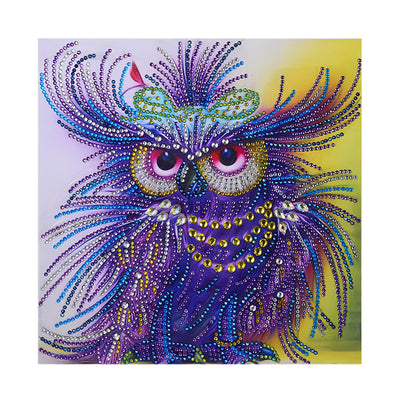 Blue and Purple Owl Special Shaped Drills Diamond Painting