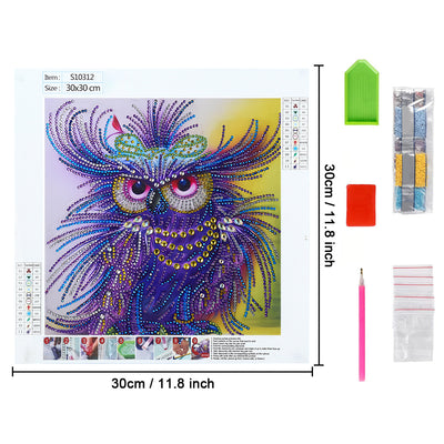 Blue and Purple Owl Special Shaped Drills Diamond Painting