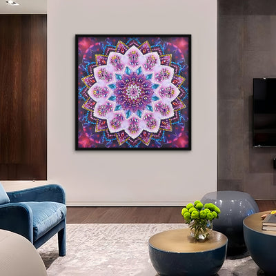 Pink Flower Mandala Special Shaped Drills Diamond Painting