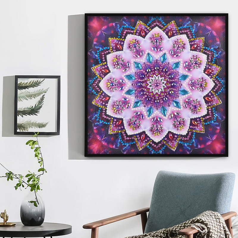 Pink Flower Mandala Special Shaped Drills Diamond Painting