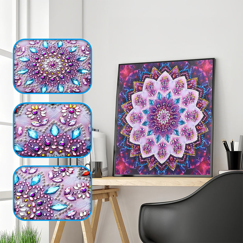 Pink Flower Mandala Special Shaped Drills Diamond Painting