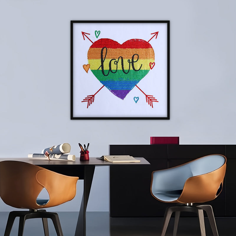 Rainbow Heart with Arrow Special Shaped Drills Diamond Painting