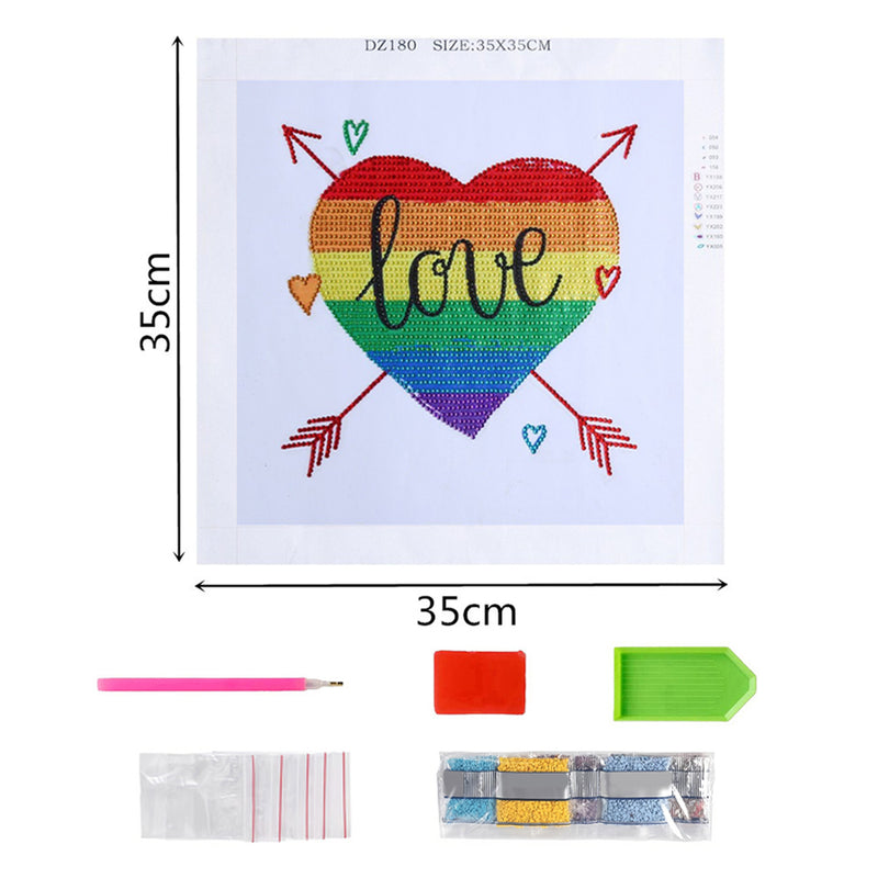 Rainbow Heart with Arrow Special Shaped Drills Diamond Painting