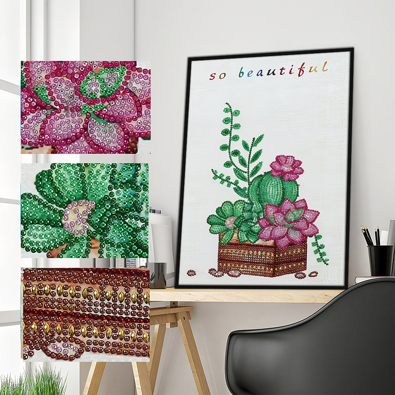 Flowering Cactus Special Shaped Drills Diamond Painting