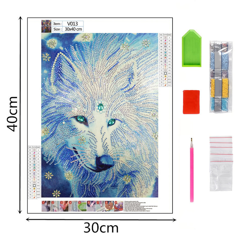 White Wolf King Special Shaped Drills Diamond Painting