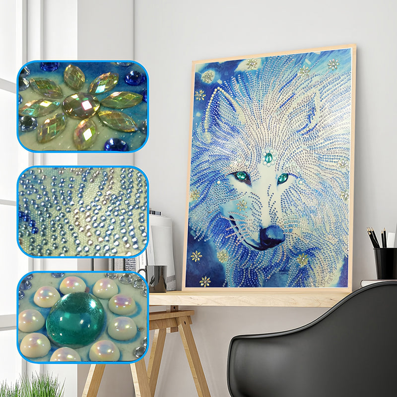 White Wolf King Special Shaped Drills Diamond Painting