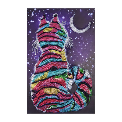 Rainbow Cat under the Moonlight Special Shaped Drills Diamond Painting