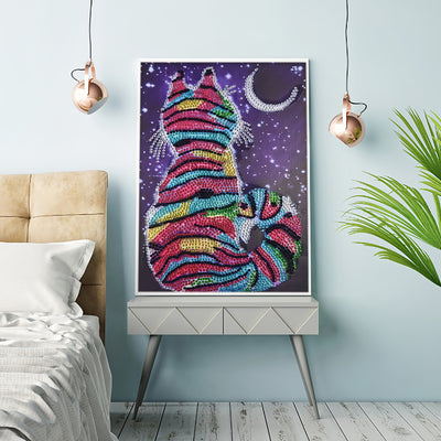 Rainbow Cat under the Moonlight Special Shaped Drills Diamond Painting