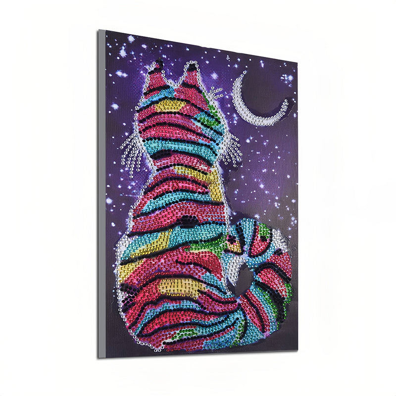 Rainbow Cat under the Moonlight Special Shaped Drills Diamond Painting