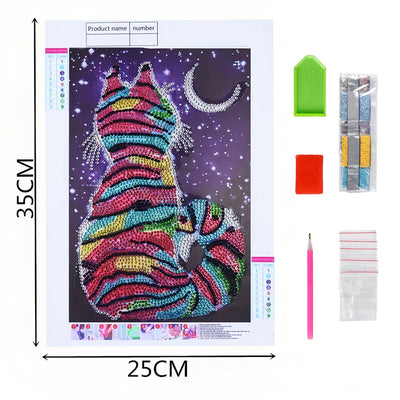 Rainbow Cat under the Moonlight Special Shaped Drills Diamond Painting