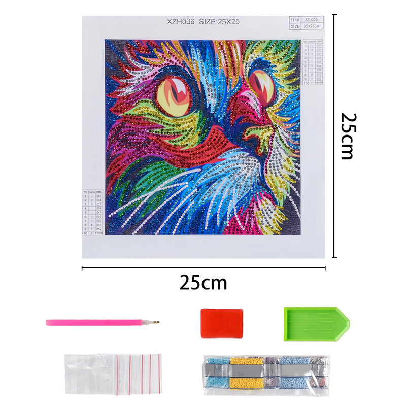 Colorful Cat Special Shaped Drills Diamond Painting