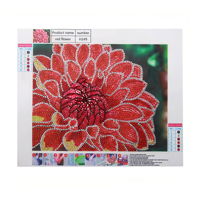 Red Chrysanthemum Special Shaped Drills Diamond Painting