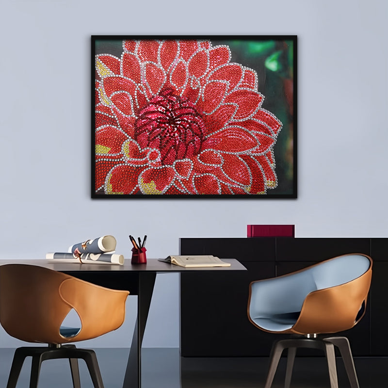 Red Chrysanthemum Special Shaped Drills Diamond Painting