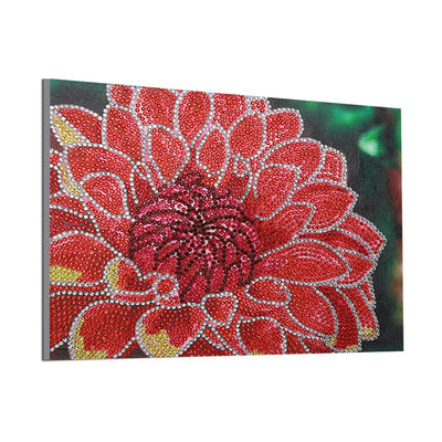 Red Chrysanthemum Special Shaped Drills Diamond Painting