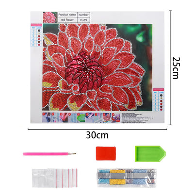 Red Chrysanthemum Special Shaped Drills Diamond Painting