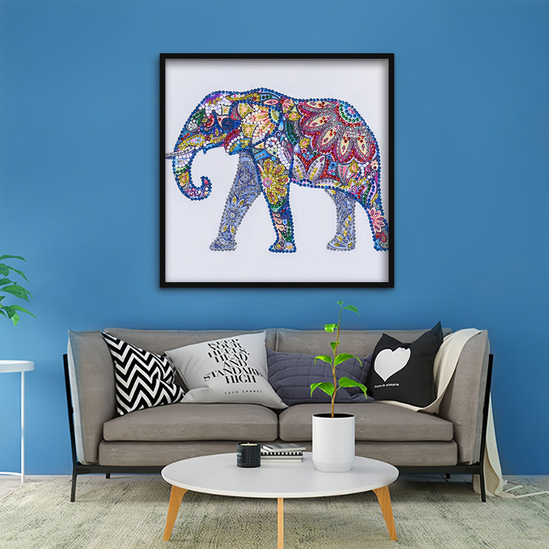 Colorful Flower Elephant Special Shaped Drills Diamond Painting