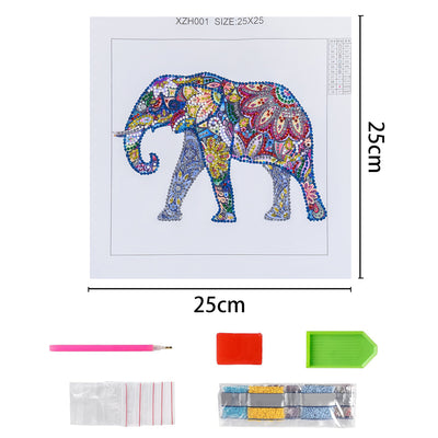 Colorful Flower Elephant Special Shaped Drills Diamond Painting