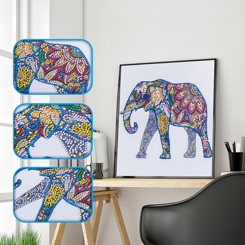 Colorful Flower Elephant Special Shaped Drills Diamond Painting