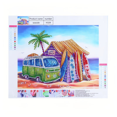 Surf Hut and Bus Special Shaped Drills Diamond Painting