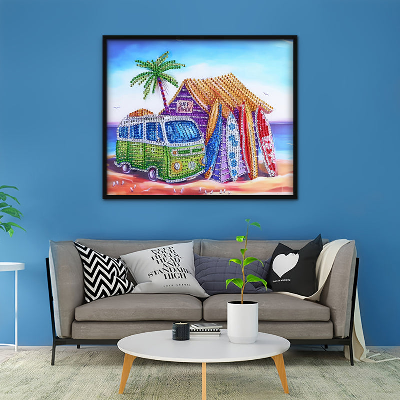 Surf Hut and Bus Special Shaped Drills Diamond Painting