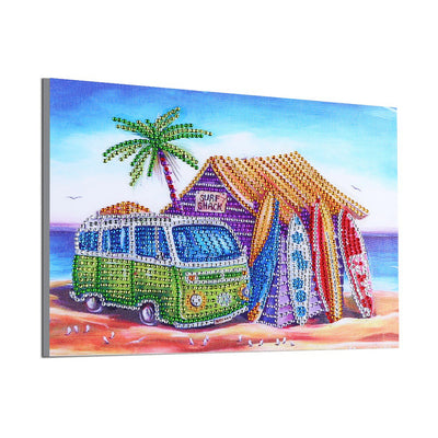 Surf Hut and Bus Special Shaped Drills Diamond Painting